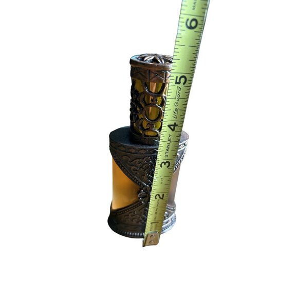 Vintage Ornate Perfume Bottle - Amber Glass & Metalwork Unknown Scent - Picture 7 of 7